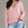 Camiseta de manga larga de lujo para mujer, prenda de punto sencilla e informal para el día a día, color sólido a cuadros, cuello en V largo sle247j, 2023