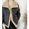 0C612M76 Women's Faux Leather Fur Coat Women Coat One Piece Winter Motorcycle Suit Lamb Fur Jacket High-end Customization