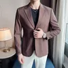 Herrenanzüge Hohe Qualität Gestreifte Blazer Männer Business Casual Anzug Jacke Schlank Hochzeit Bräutigam Blazer Masculino Street Wear Soziale Kleidung