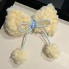 Fashion Candy Color Plush Bow Hair Clip for Women Girls Sweet Fluffy Hair Ball Pendant Hairpin Party Headwear Accessories Gift