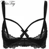 Soutien-gorge de nuit Sexy pour femmes, Lingerie exotique, ouvert, bretelles Spaghetti réglables, demi-tasses, hauts à armatures, Bras277C