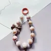 Keychains Simple Pink Bear Heart Strawberry Bowknot Flower Acrylic Imitation Pearl Beaded Phone Chain For Women Girls Sweet Accessories