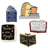 Böcker är magi boken var bättre bara en sida emaljstift i igelkottens tecknad serie Badge Literature Lovers Gift Pins Brooc268p