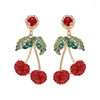 Boucles d'oreilles bohème avec pompon en perles rouges pour femmes, grande frange de fruits mignonne, goutte longue, bijoux de mariage, vente en gros