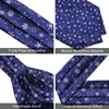 Bow Ties Dibangu British Style Christamas Ascot Pocket Square Cufflinks For Man Party Men's Blue Cravat Snowflake Gentleman Silk Tie Gift