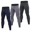 Confezione da uomo Leggings sportivi da allenamento Collant a compressione Tasca da corsa Pantaloni da jogging fitness da palestra ad asciugatura rapida256A