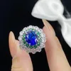 Women Wedding Jewelry Set Blue Crystal zircon Diamond Ring Pendant Necklace Earrings studs Girlfriends New Year Birthday Party Gift