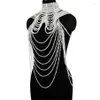 Krawatten 449B Frauen Multi Layered Simulierte Perle Lätzchen Halskette Kragen Perlen Quaste Kunstleder Schulterkette BH Top Body Jewe261z