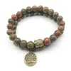 SN1275 Levensboom Boeddha Bronzen Bedelarmband Set Vintage Design Unakite Armband Hoge Kwaliteit Natuursteen Jewelry289s
