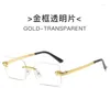 Sunglasses Metal Leopard Square Rimless Men Women Small Rectangle Sun Glasses Ocean Lens Female Shades Gafas De Sol Para Hombre