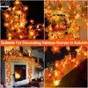 1 Pack Halloween Decorations Enlarged Maple Leaves Fall Lights Thick Leaf Garlands, Total 10ft 20LED Lights Battery Operated Waterproof Indoor Outdoor Decor