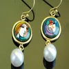 18K gold-plated enamel earring for women Woman Before a Mirror Series drop earringsTop quality pearl earrings designer jewelry319a