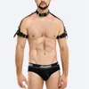 Bras Sets Male Love Harness Adult Chest Bondage Leather PU Lingerie Gay Mesh Top Belt Sexual Sissy Clothing Rave Cosplay Sex Toy2143