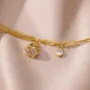 Bracelets de cheville en Zircon Lotus pour femmes, tendance, couleur or, en acier inoxydable, fruits, bijoux de jambe, cadeau, 2023