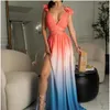 Casual Dresses Young Women's Summer Products rekommenderar Lotus Leaf Hylsa Deep V Backless Sexy Temperament Tight Side Slit Desi261h