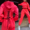 Dwuczęściowe spodnie damskie 2023 Autumn Women Tracksuit Eleganckie stroje 2 sztuki zestawy Bluza z kapturem z kapturem i garnitury Sports Fashion