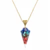 Pendant Necklaces Trendy Gem Necklace For Women Semi-precious Stones Natural Crystal Stone Hexagonal Cone Resin Reiki 7 Chakra Choker