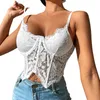 Camisoles & Tanks Women's Padded Bralette Solid Color Punk Goth Floral Lace Bustier Corset Party Bralet Crop Top Cotton V Neck Tops
