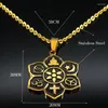 Pendant Necklaces Yoga Lotus Stainless Steel For Women Gold Color OM Religious Belief Necklace Jewelry Bisuteria Mujer N18822