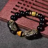 Bracelet Feng Shui Double Pi xiu en obsidienne, cadeau de Couple Sutra en cœur pour hommes et femmes, attire la richesse, bonne chance, bijoux 237U