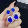 Gioielli da donna Orecchini a perno Simulazione zaffiro blu cristallo zircone orecchini con diamanti tempestati di orecchini stile lungo regalo per la fidanzata