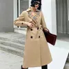 2023 Autumn/Winter New British Style Solid Color with Checkered Inner Village Mid length Coat Coat for Women M-3XL