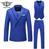 Ternos masculinos blazers 3 peça terno azul real homens amarelo preto branco vermelho roxo casamento para escritório duplo breasted formal dre317m