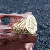 Ring Men Masonic Signet Rings Gold Big Wide Mens for Man rostfritt stål Gyllene manliga tillbehör Pride Rock Punk Jewelry Cluster289e