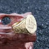 Ring Heren Vrijmetselaars Zegelringen Goud Grote Brede Heren Voor Man Roestvrij Staal Gouden Mannelijke Accessoires Pride Rock Punk Sieraden Cluster289e