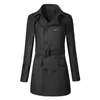 Men's Trench Coats Woolen Coat Stylish Double Breasted Jacket With Lapel Pockets Belt For Autumn Winter Business Casual Attire