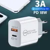 20W PD Typ C Quick Charger QC3.0 USB C Snabbladdning Väggladdare Dual Port Power Adapter EU US Plug för iPhone 15 Pro Max Samsung S23 S20 Smartphone