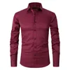 Men's Dress Shirts Solid Slim Bussiness For Men 2023 Autumn Normal Long Sleeve Plain Shirt Fashion Elastic Male Single Breasted Tops