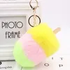 Keychains 크리에이티브 렉스 헤어 볼 크리스탈 PU 가짜 모피 가방 펜던트 패션 자동차 키 체인 Llavero pom의 Keychains 버전