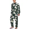 Men's Sleepwear Ditsy Floral Pajamas White Flowers Men Long Sleeves Kawaii Pajama Sets 2 Piece Home Autumn Graphic Suit Birthday Present