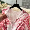 Basic Casual Dresses Runway Red Blue And White Porcelain Light Thin Slik Dress Women's O-Neck Long Sleeve Flower Print Belt Lace Up Holiday Dress 2024