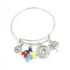 Ny ankomst Snap smycken Hope Ribbon Tree Lift Puzzle Autism Charm utbyggbar tråd justerbara snap armband armband för kvinnor puls249v