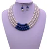 Choker Double Nose Drop Ship Three Layers White Blue Pearl Zeta Phi Beta Necklaces Greek Sorority ZPB ZOB Jewelry2169