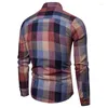 Men's Casual Shirts Autumn And Winter Slim Fit Korean Edition Colorful Checkered Long Sleeve Shirt Youth Fashion Hollow Out Trend