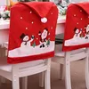 Capas de cadeira 4pcs Kit de capas de jantar Papai Noel Boneco de neve-Red Hat Xmas Back