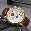 Zegarek na ręce oryginalne zegarki dla mężczyzn wielofunkcyjny automatyczny data modowa skórzana pasek chronografu księżycowe