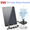 Decorações de jardim Fonte de água solar DIY 9W para decoração de jardim com bicos Tubo de água para banho de pássaros Fonte externa movida a energia solar para lagoas 231013