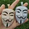 Hänghalsband stor storlek mask av V för vendetta hiphop full isad kubik zirkoniumhalsband kedja män mode hiphop smycken312a