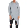 Hoodies masculinos irregular longo hoodie para homem gótico com capuz sólido trench coat jaqueta manga outwear blusa jogging harajuku casaco