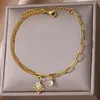 Anklets zirkon lotus för kvinnor 2023 Trend guld färg rostfritt stål frukt anklet armband femme ben juveleris present pulseras mujer