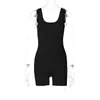 Dameszwemkleding Dames Yoga Jumpsuit Vierkant U-hals Mouwloos Bodycon Eendelig rugloos bodysuit Oefening Danskleding Workout Romper Overalls