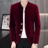 Erkekler 2022 Erkekler#39; Sonbahar ve Kış Slim Fit Sıradan Sıradan Seyir Olmayan Blazer Gençlik Stand Yakası Flat Velvet Jacquard290i