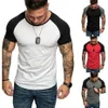 Musculação Tee topos Homens Ginásios de Fitness Esporte camiseta Camisa de Manga Curta Roupas Masculinas Casual Cor Bloco de Impressão T-Shirts215b