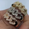 Bague cubaine de luxe pour hommes, style hip hop, en or massif 14 carats, diamant Moissanite glacé, 2023