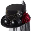 Szerokie brzegowe czapki wiadra czapki lolita gotycki hat fryzjer steampunk top kapelusz z kwiatową welonem cosplay top kapelusz z piórkiem na imprezę karnawałową Halloween 231013