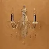 Wall Lamp European Torch Carved Alloy Clear Crystal Corridor Lights Bedroom Bedsides Sconces Candle Style Living Room Light